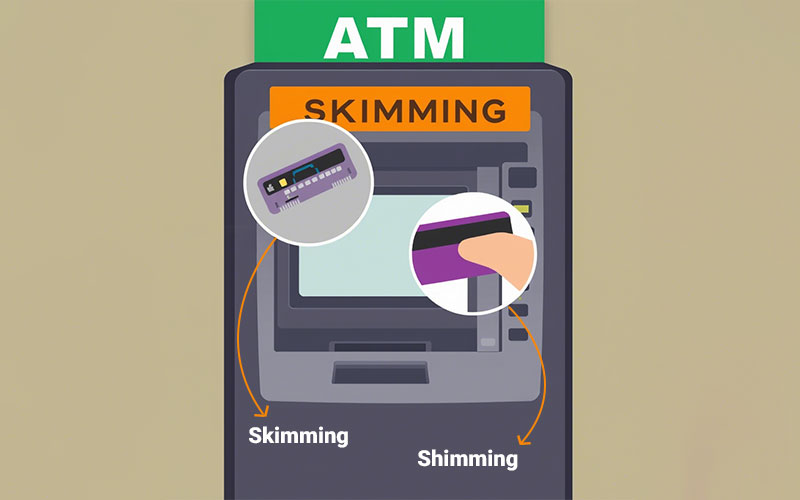 چگونه از لو رفتن اطلاعات کارت جلوگیری کنیم؟ 2  اسکیمینگ (Skimming) و شیمینگ (Shimming)